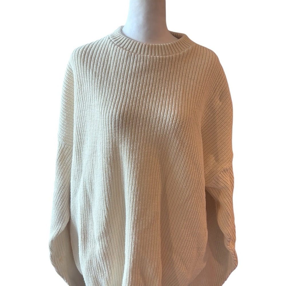 Cabela’s Cream Knit Sweater Mens XL 100% Cotton Chunky Ribbed USA Made